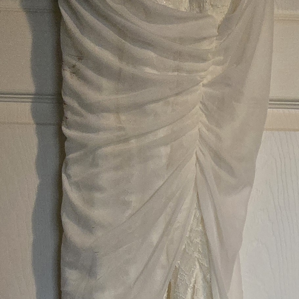 Elegant Ivory Draped Wedding Gown